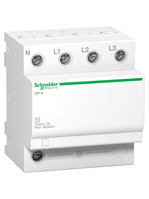 Schneider Electric Surge arrester / Tijdelijke bescherming ipf 20ka 340v 3pn for home Panelen with tt or tn-s system mounting in the board and must be replaced by Rood indication