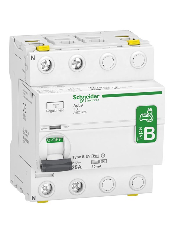 Schneider Electric Rccb earth leakage Bescherming 2p 25a 30ma b-class speciel design for ev-electrical Voertuig charger ac/dc