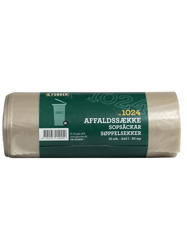 G.Funder Container garbage bags for 120 liter container clear plastic 10 bags per roll - heavy duty quality