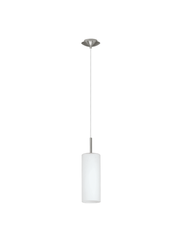 EGLO Troy 3 - Hanglamp - 1 Lichts - Ø105mm. - Nikkel-Mat - Wit Gelakt