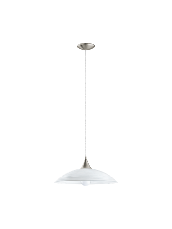EGLO Lazolo - Hanglamp - 1 Lichts - Ø420mm. - Nikkel-Mat - Wit Gelakt
