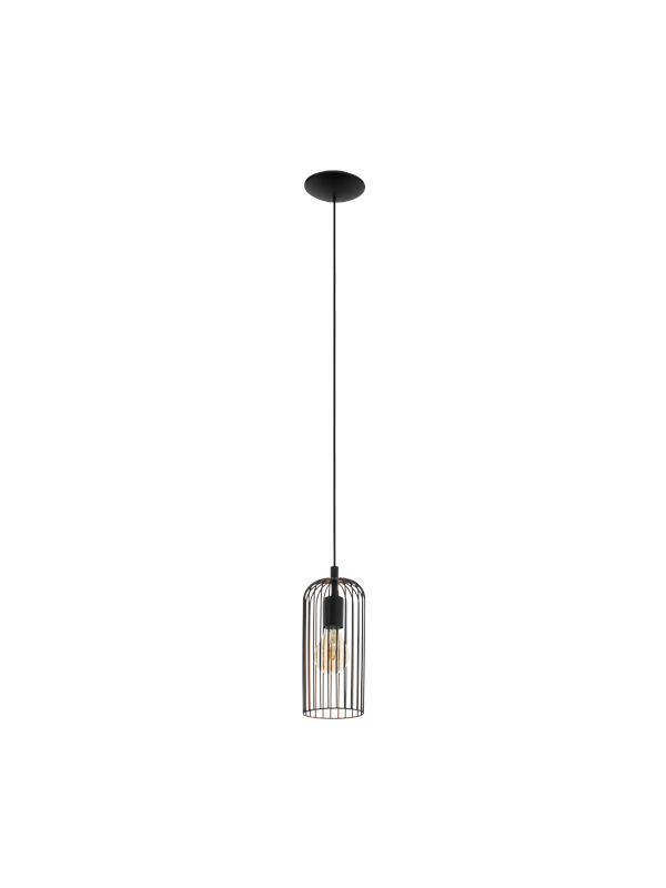 EGLO Roccamena - hanglamp - 13 cm - 1-lichts - E27 - zwart/koperkleurig