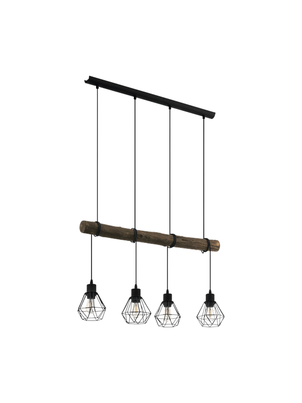 EGLO HORNINGTOPS 1 hanglamp, zwart, natuur