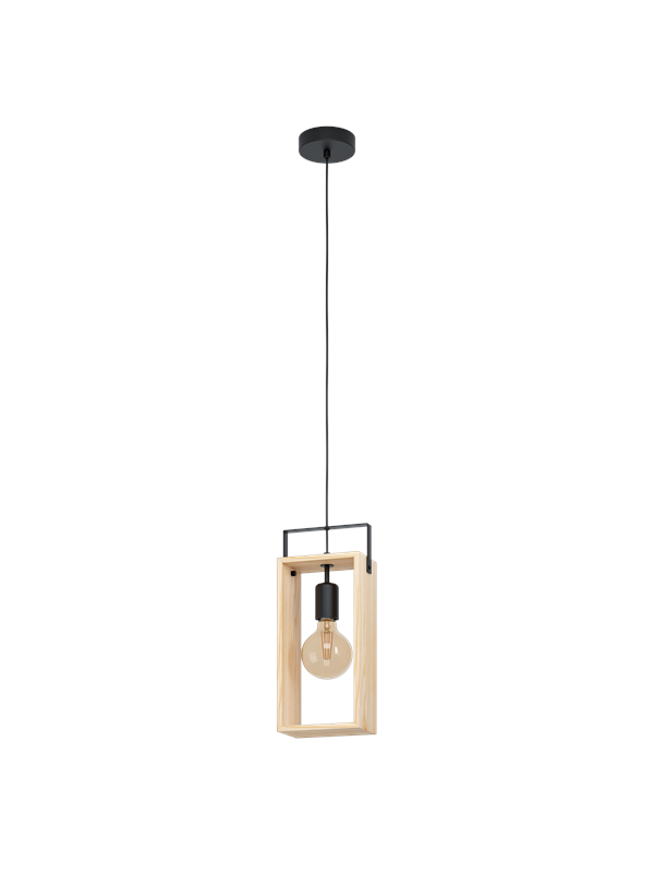 EGLO Famborough Hanglamp - E27 - 16 cm - Zwart/Hout
