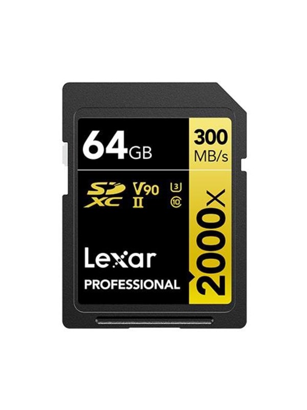 Lexar SD Pro Gold Series UHS-II 2000x 64GB - Lezen 300MB/s, Schrijven 260MB/s - V90