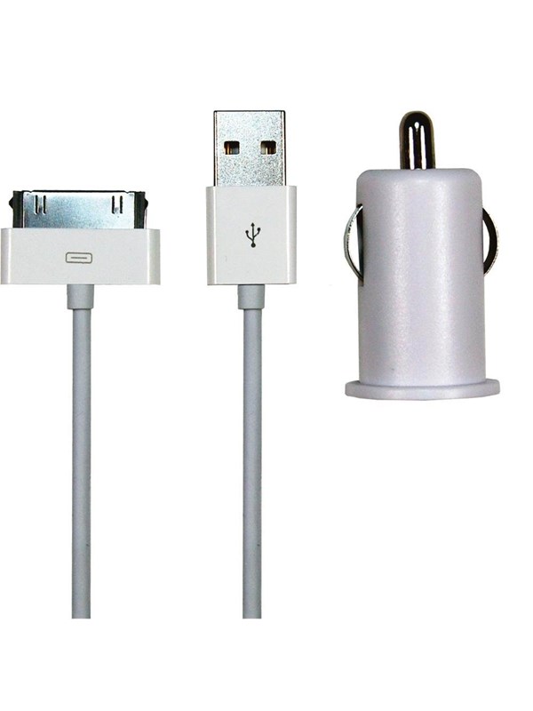Sinox 12V Car Charger w/30-pin 1.0A - 1m - White