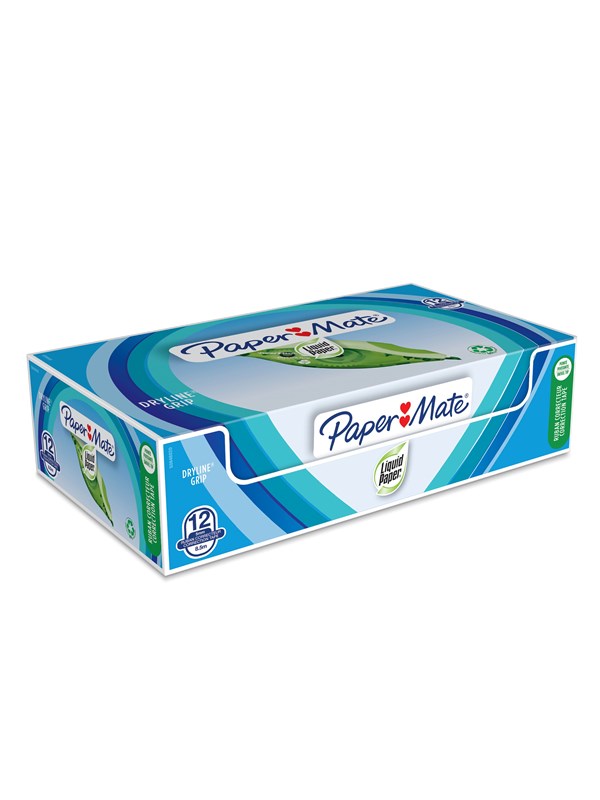 LIQUID PAPER Papier Mate Liquid Papier DryLine Grip Correctietape Recycled Box of 12