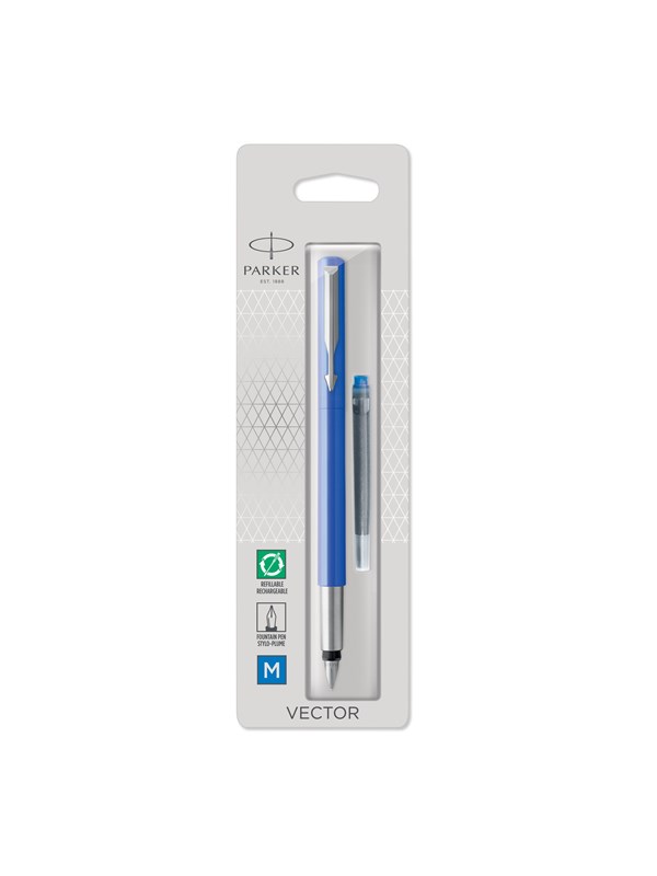 Parker Vector Standaard Zwart Fountain pen m Blauw 1-Blister