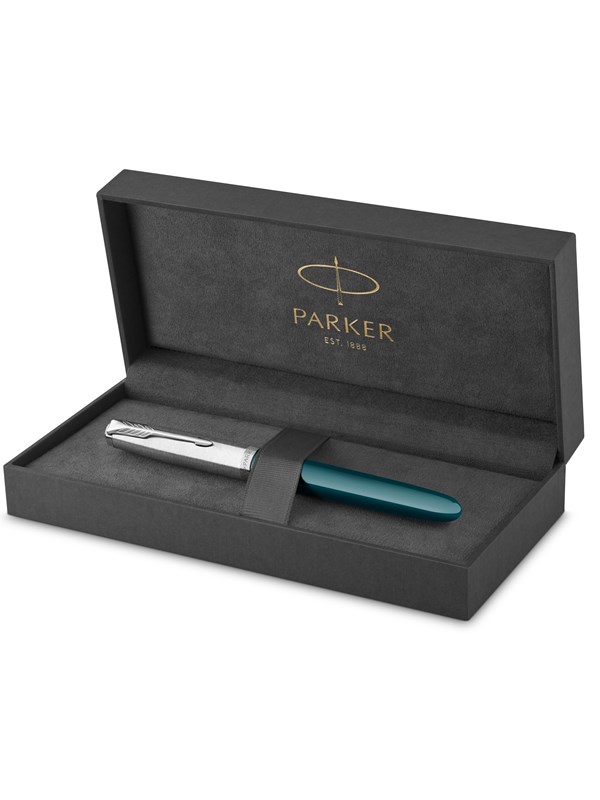 Parker 51 Teal Blauw Fountain pen F Zwart