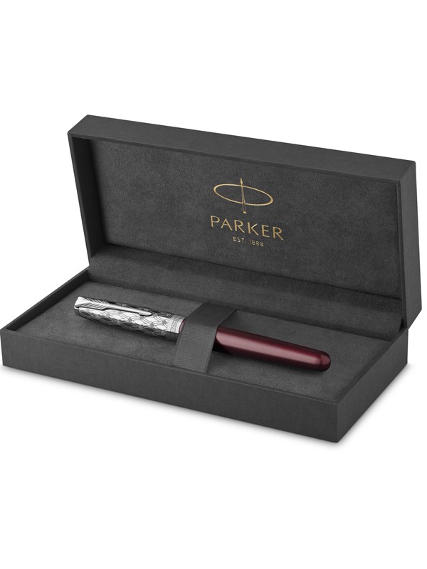Parker Sonnet Metaal & Rood CT Fountain Pen Fine Nib 18K