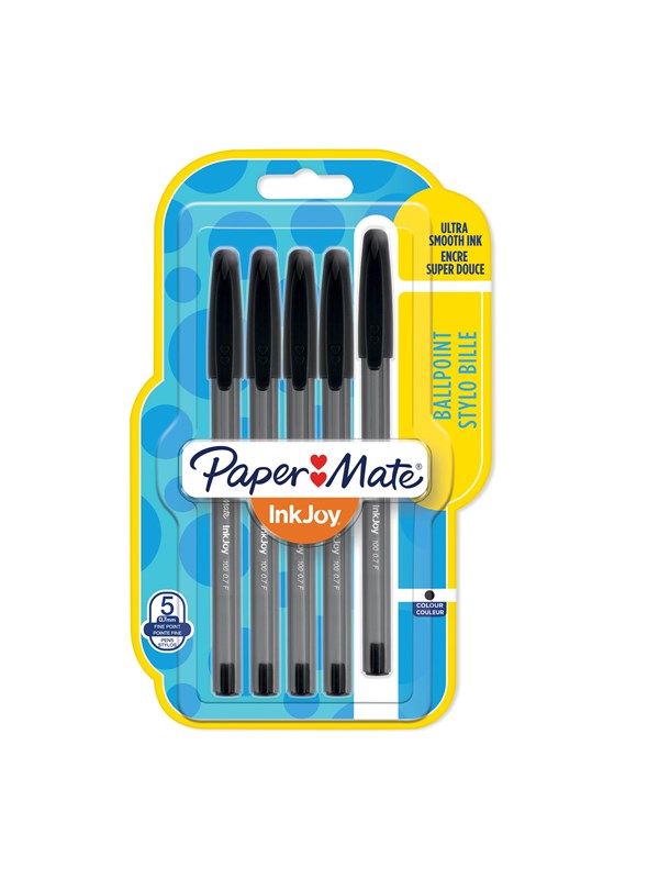 Paper Mate InkJoy 100 Capped 5-Blister F Zwart