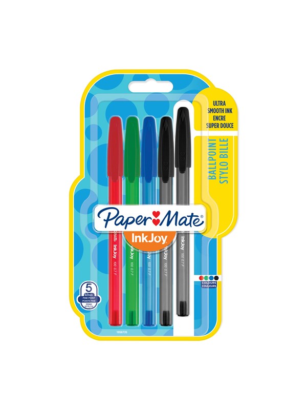 Paper Mate InkJoy 100 Afgedekt 5-Blister F Assorti kleuren