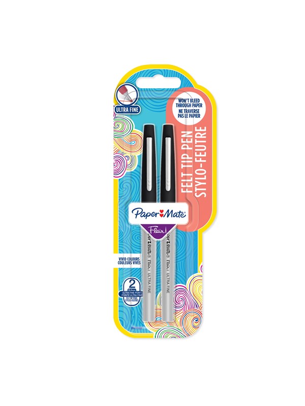 Paper Mate Flair 2-Blister Ultra Fine Zwart