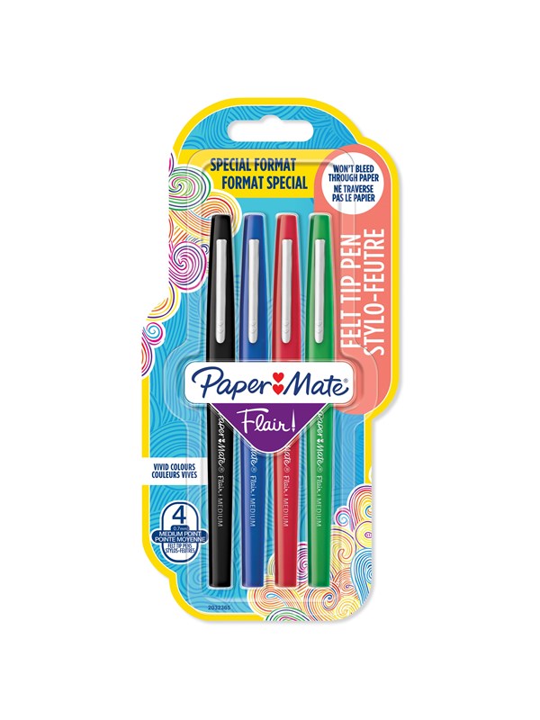 Paper Mate Flair 4-Blister m Assorted colors