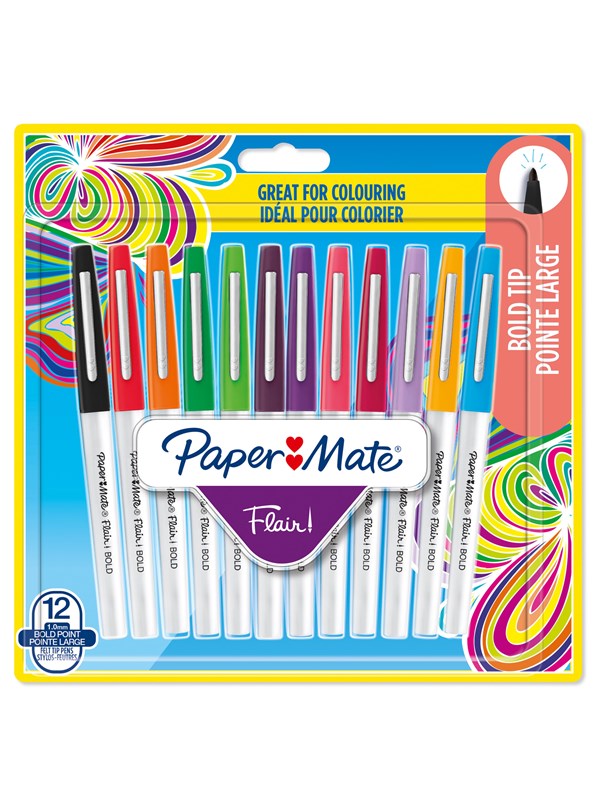 Paper Mate Flair Bold 12-Blister Assorted kleuren