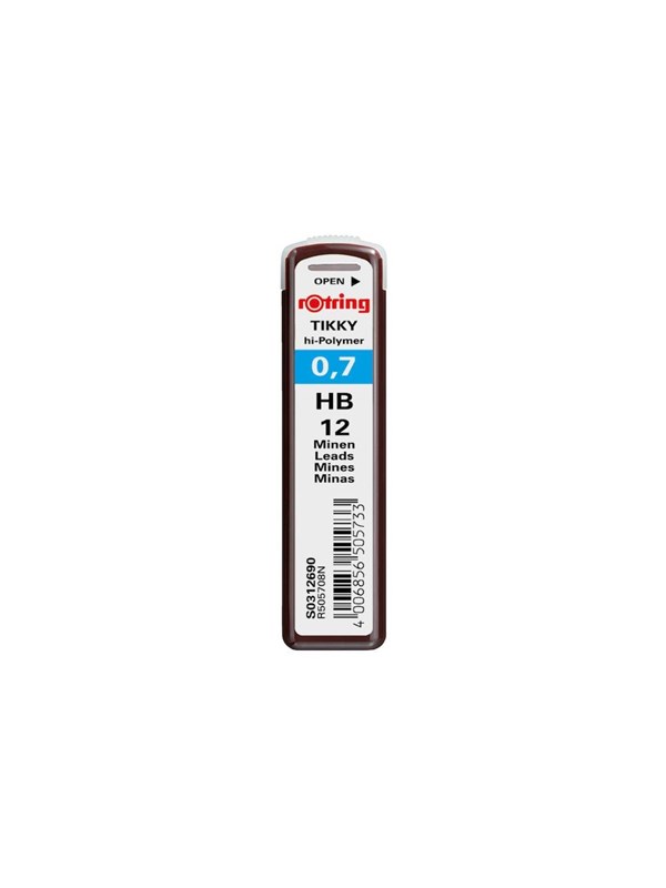 rOtring Tikky Potloodvulling | HB 0,7mm hoogpolymere navulstiften | HB | 12 stuks