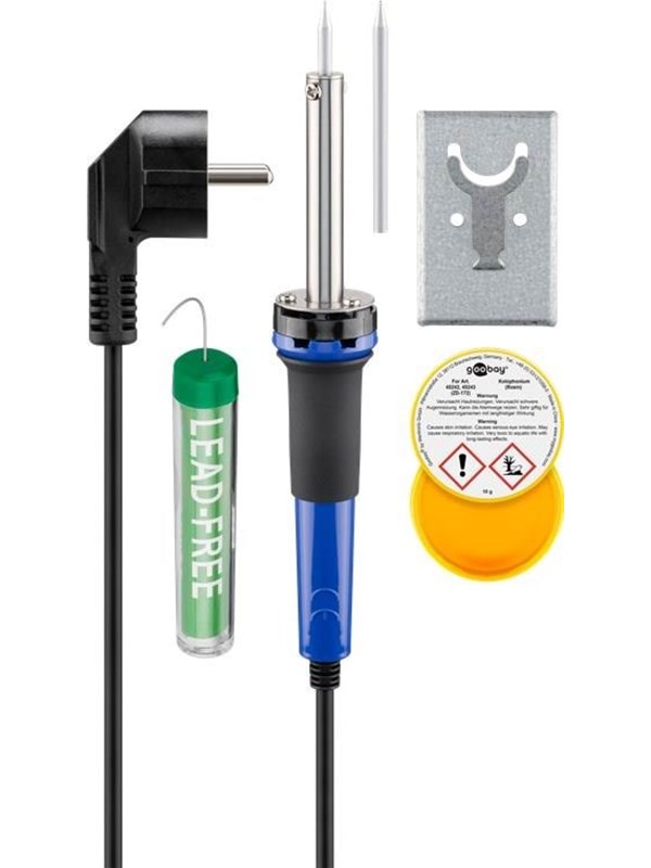 Elektrische soldeerset met soldeerbout, extra tip, houder, pasta en tin - 30W - 1,2 meter
