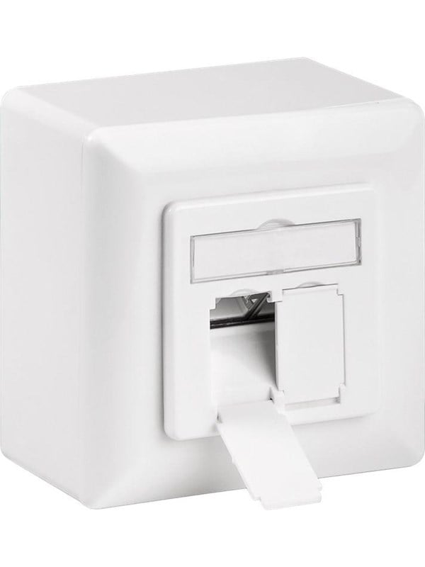 Premium CAT6 Gigabit netwerk opbouw wandcontactdoos met 2 RJ45 poorten - afgeschermd / wit