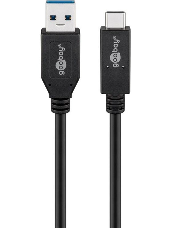 USB 3.1 GEN 2 (USB 3.0) USB-C (M) naar USB-A (M) kabel - 10Gbit/s - Up to 60 Watt - USB adapter - OTG kabel - 1m - Zwart