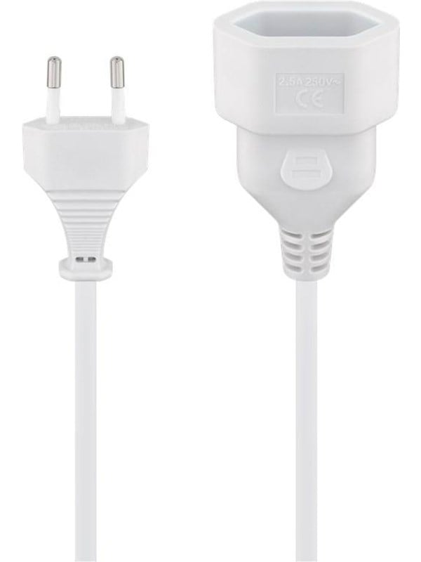 Stroom verlengkabel euro plug 2m wit
