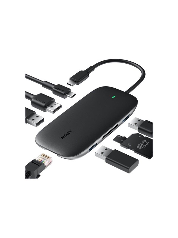 Aukey Unity Series 8-in-1 USB C Hub met Ethernet port