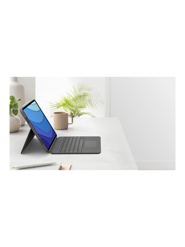 Logitech Combo Touch - Toetsenbord and folio case - with trackpad - QWERTY - US International - oxford Grijs - Keyboard and folio case - Universal - Grijs