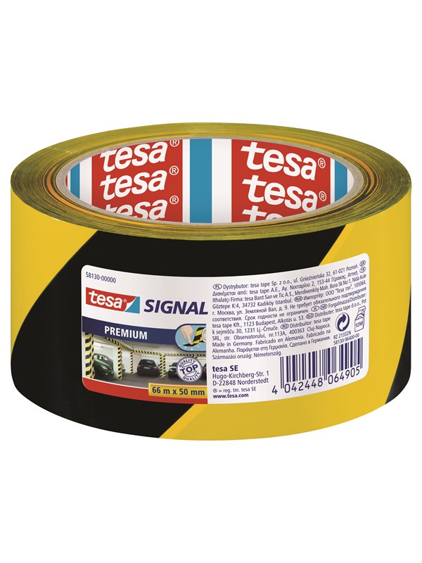 PREMIUM 58130-00000-01 Markeringstape tesa Signal Geel, Zwart (l x b) 66 m x 50 mm 1 stuk(s)