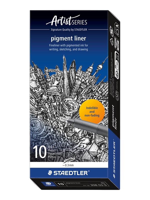 STAEDTLER - Artist Series - pigment liner - fineliner - zwart - 0.3 mm - 10 stuks