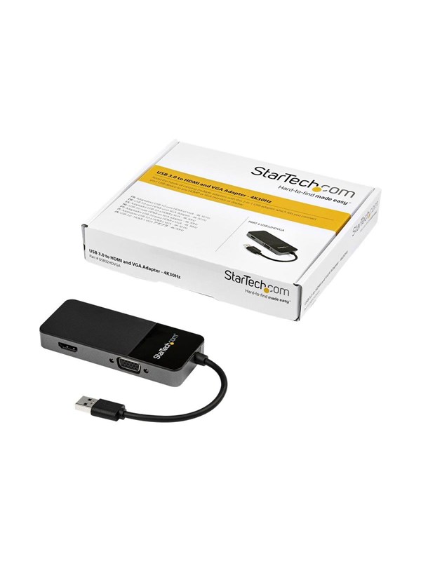 USB to VGA/HDMI Adapter Startech USB32HDVGA Black 4K Ultra HD