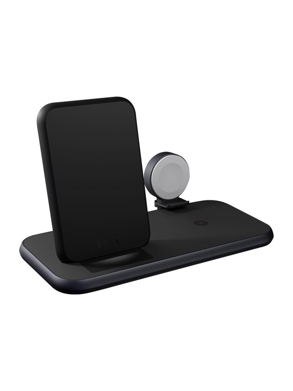ZENS 4 in 1 Stand+Watch Wireless Charger Aluminium - Black