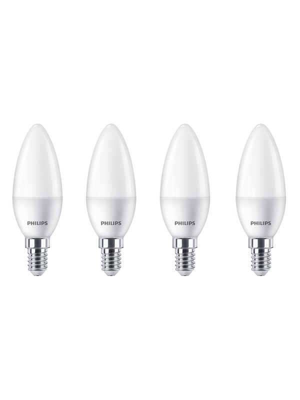 Philips LED spot Candle 5W/827 (40W) Frosted 4-pack E14