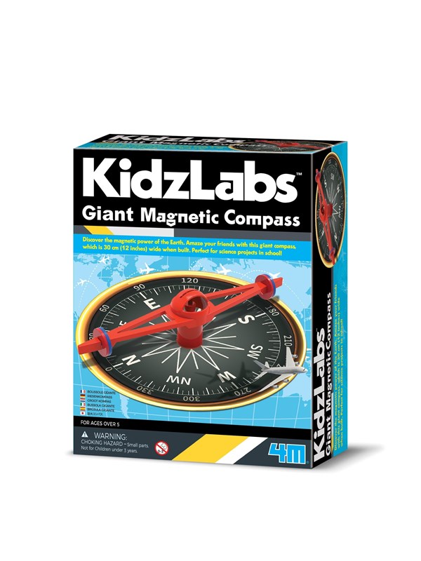 4M Kidzlabs: GIGANT MAGNETISCH KOMPAS 30cm, met gedetailleerde instructies, in doos 17x22x6cm, 5+