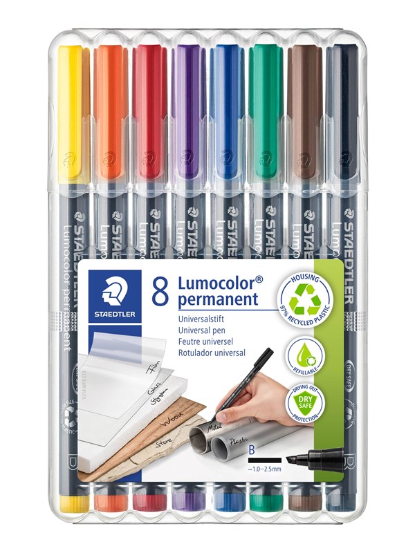 STAEDTLER Lumocolor permanent universele pen B 314 - Box 8 kleuren