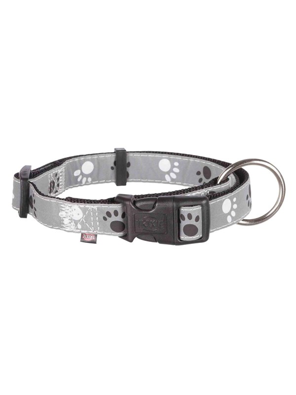 Trixie Zilver Reflect Halsband L-XL: 40-65 cm/25 mm black/silver Grijs