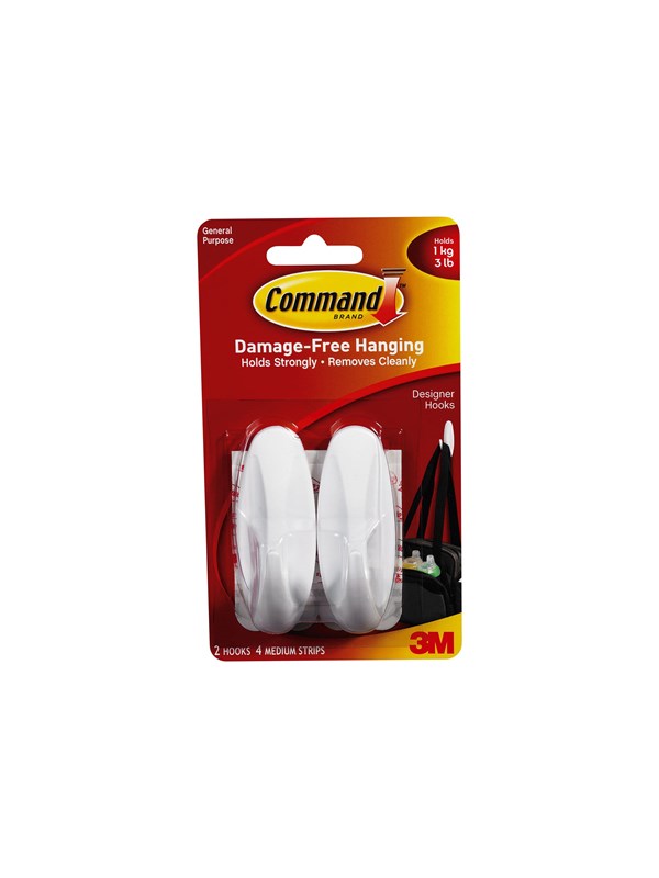 3M Self-adhesive hook white (pack of 2)