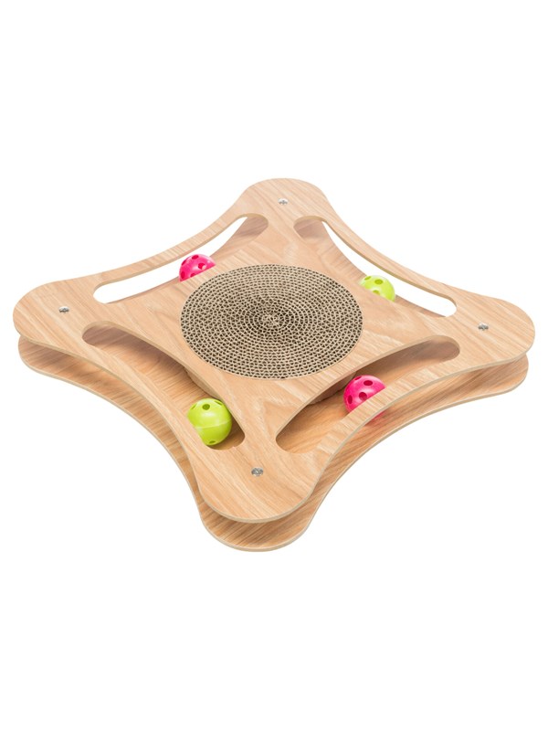 Trixie Krabkarton met houten frame & speelballen
