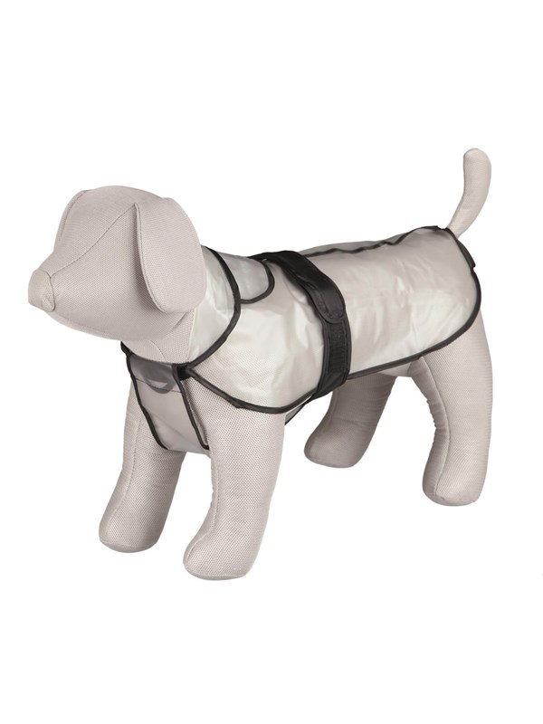 Trixie Regenjas Tarbes XS: 30 cm transparant/zwarte bies