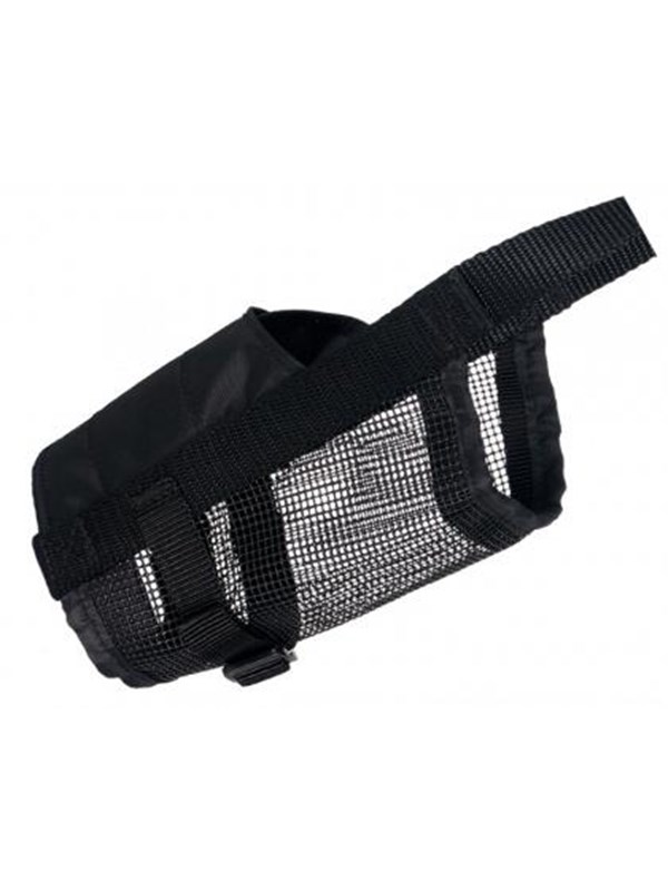 Trixie muilkorf polyester met gaas inzet zwart - S-M 18-39 CM