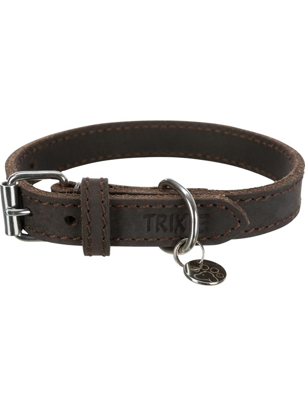 Trixie Rustic fat leather collar XS-S: 27-34 cm/18 mm dark brown