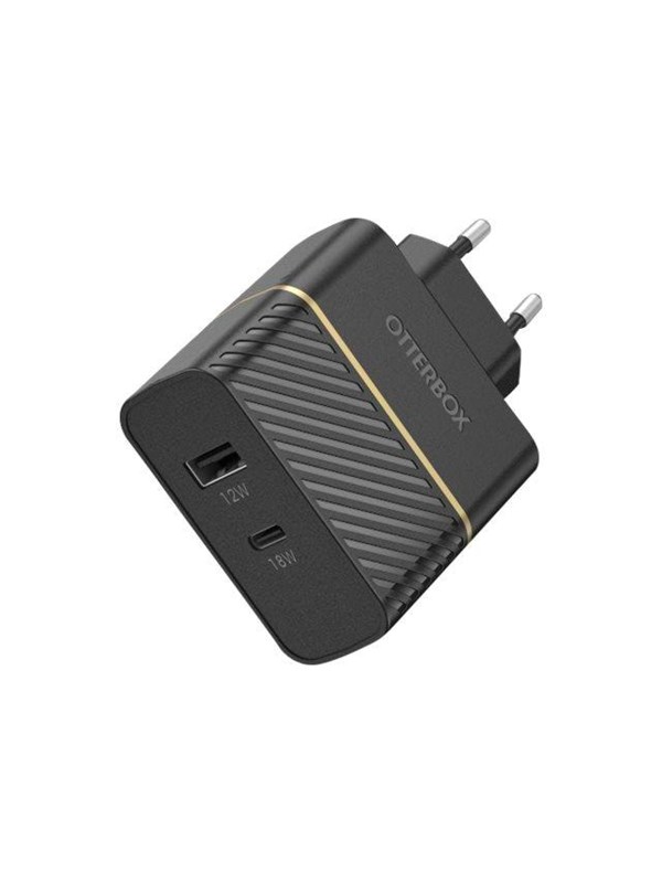 OtterBox EU Wall Charger 30W - USB-C 18W + USB-A 12W USB-PD - black