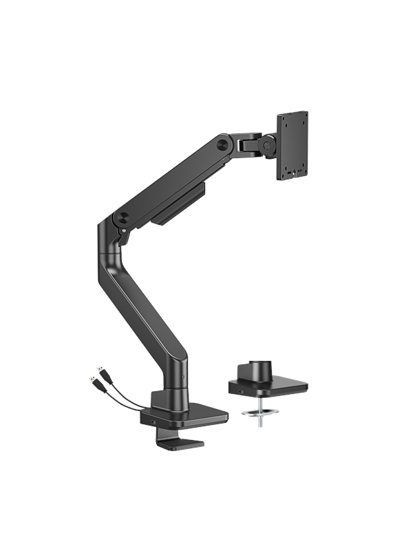DUTZO Monitor arm voor 1 monitor (tot 49") - Heavy Duty met USB A & C-poorten - Zwart