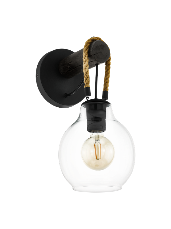 EGLO Roding Wandlamp - E27 - 35 cm - Zwart/Bruin