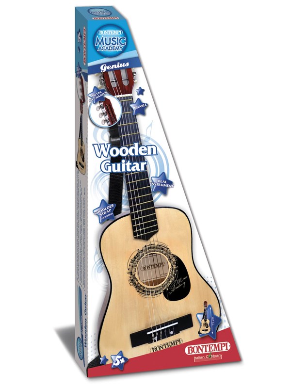 Bontempi Houten Gitaar Met 6 Snaren En Schouderband 75 Cm