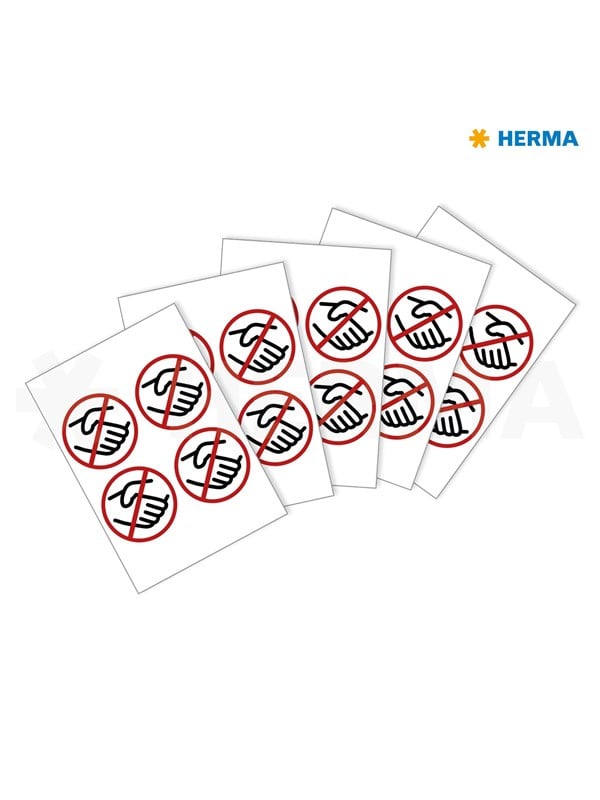 HERMA Information label: Prohibited sign No handshakes Ø 10 cm self-adhesive removable