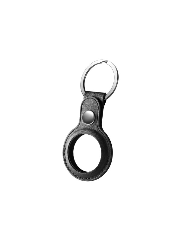 Deltaco Apple AirTag Case Keychain Artificial Leather Black