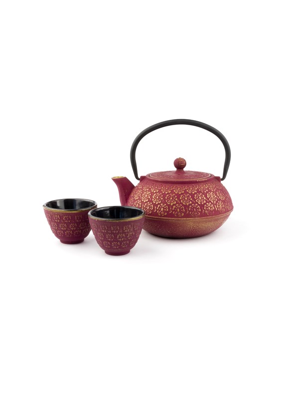 Bredemeijer - Giftset Shanghai 0,6L roze/goud met twee kopjes