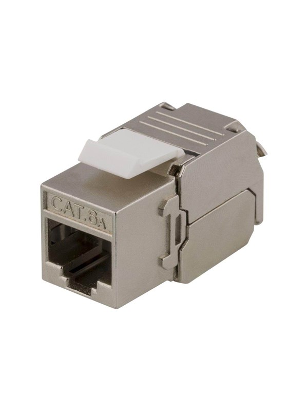 Deltaco MD-121 Cat6A Shielded Keystone Jack Toolless Clamp Termination Plastic white/metal