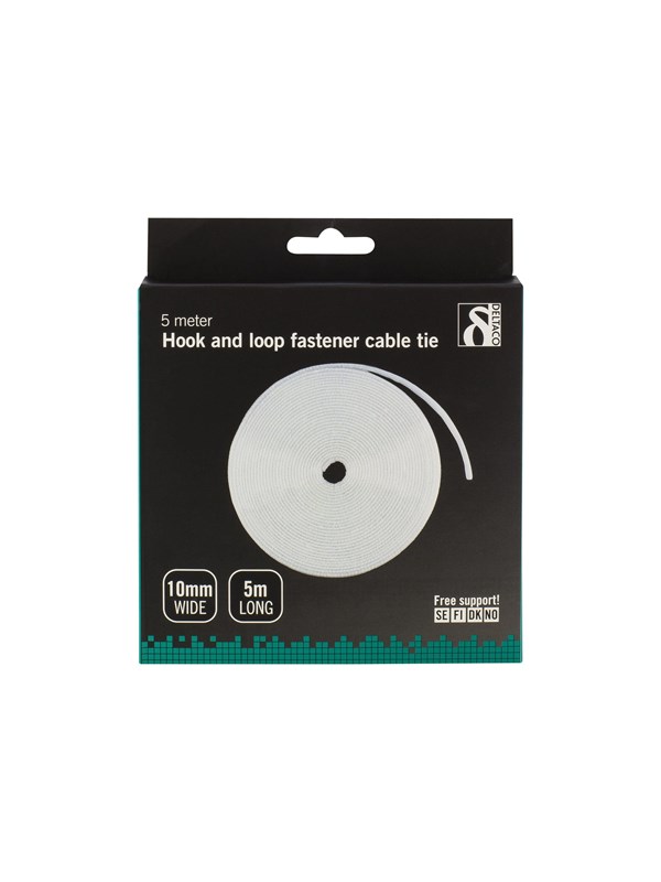 Deltaco Kabelbinders 10mm 5m Wit