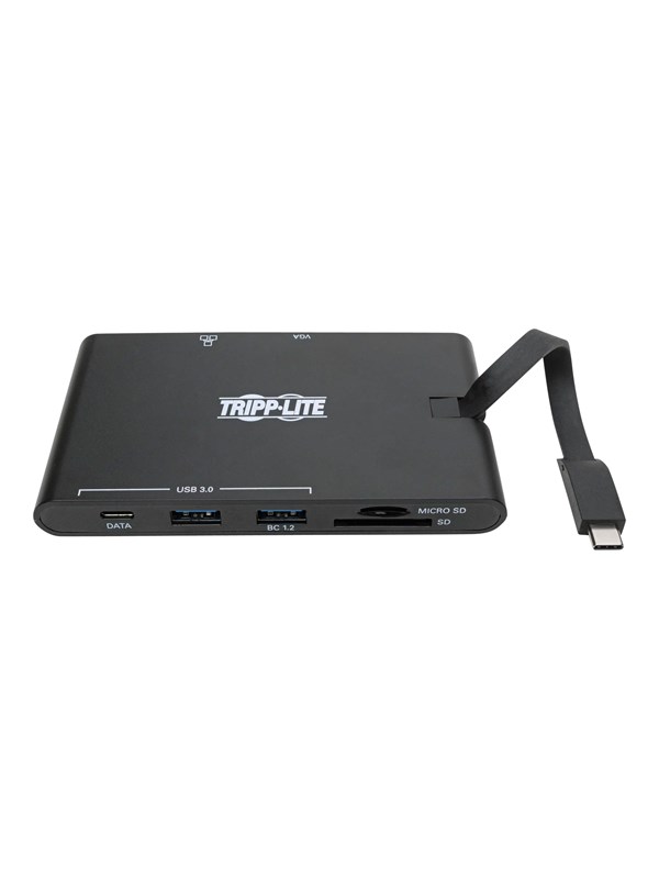 Tripp Lite USB-C Laptop Docking station - HDMI VGA GbE 4K @ 30 Hz Thunderbolt 3 USB-A USB-C PD Charging 3.0 Zwart - docking station - USB-C 3.1 / Thunderbolt 3 - VGA HDMI - GigE