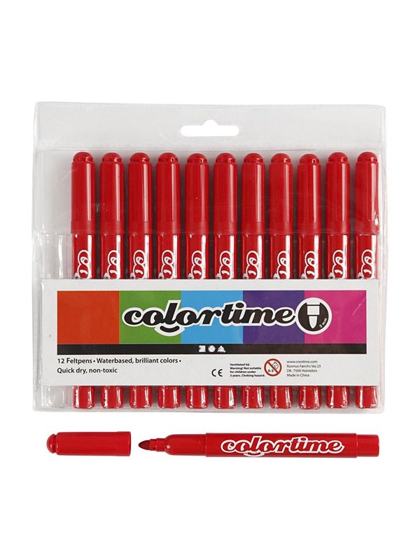 Colortime stift, 5 mm lijn, rood, 12 stuks